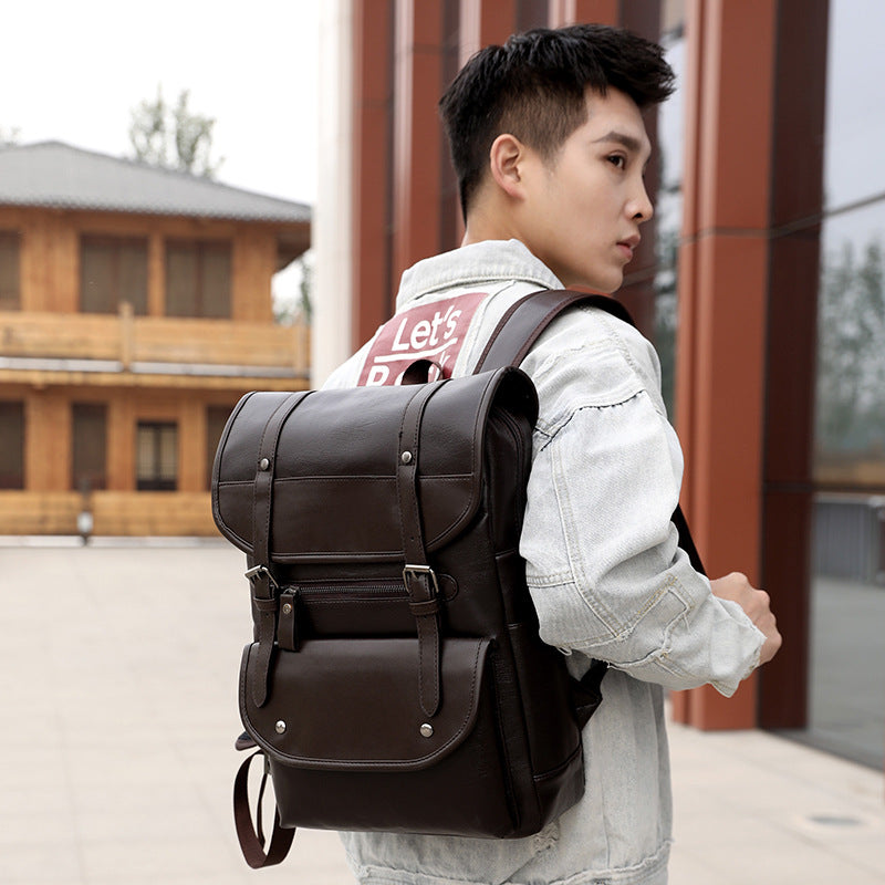 Backpack PU leather student bag - Minihomy