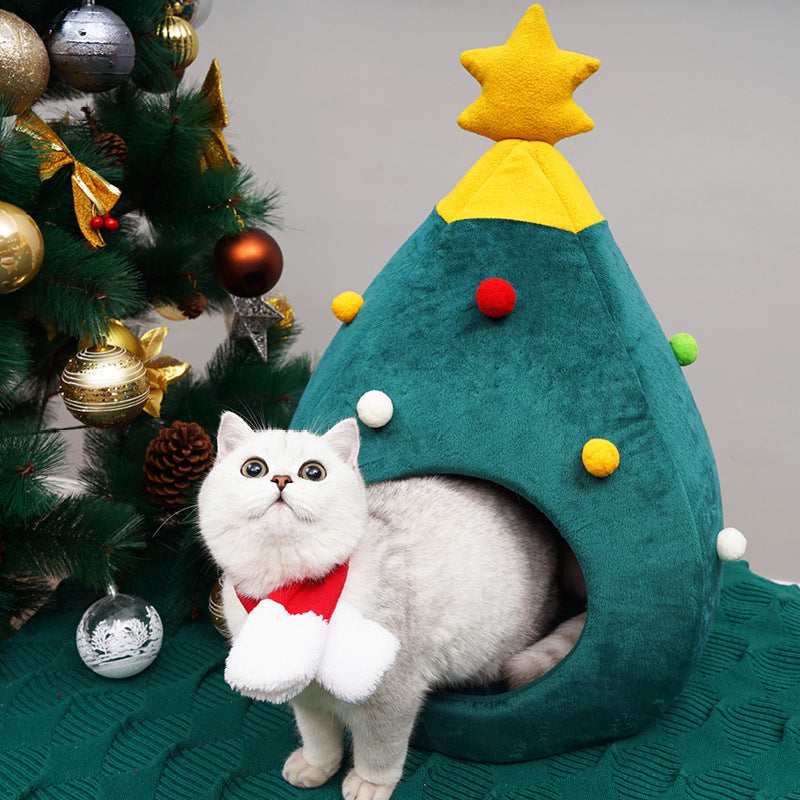 Christmas Tree Pet Bed Winter Warm Pet Nest Cat House Dog pet supplies - Minihomy