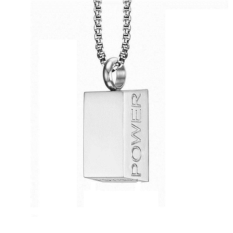 Energy Nugget Long Necklace Men's Personality Fashion Domineering Square Titanium Steel Pendant - Minihomy