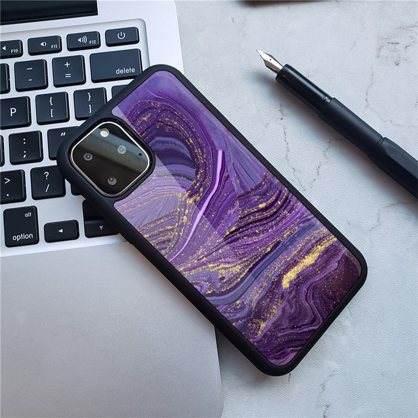 Glass Back Acrylic Back Tpu Soft Side Anti-Slip Pattern Phone Case - Minihomy