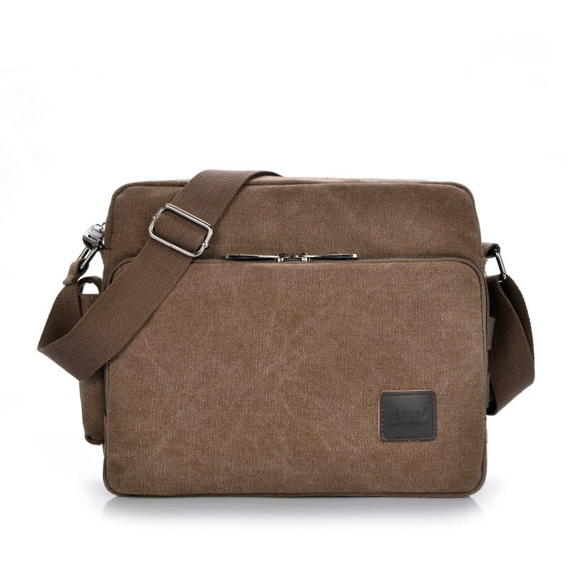 The retro trend of men's business-inclined shoulder canvas bag