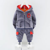 Add velvet and thicken winter three piece set for children - Minihomy