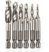 6pcs/set 1/4\' Hex HSS High Speed Steel Thread Spiral Screw M3 M4 M5 M6 M8 M10 Metric Composite Tap Drill Bit Tap - Minihomy