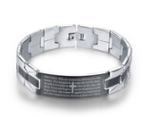 Men's Cross Bible Black Stainless Steel Bracelet - Minihomy