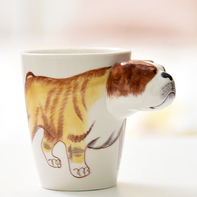 Festival gift Ceramic coffee milk tea mug 3D animal shape Hand painted Cow cup - Minihomy