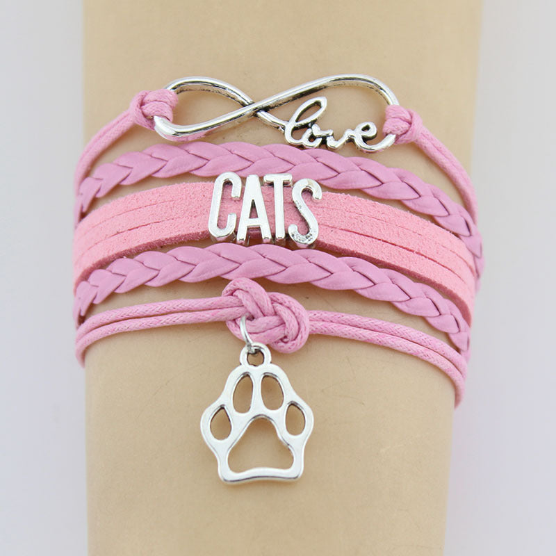 Hand-knitted Cats Animal Paw Charm Bracelet Braided Bracelet - Minihomy