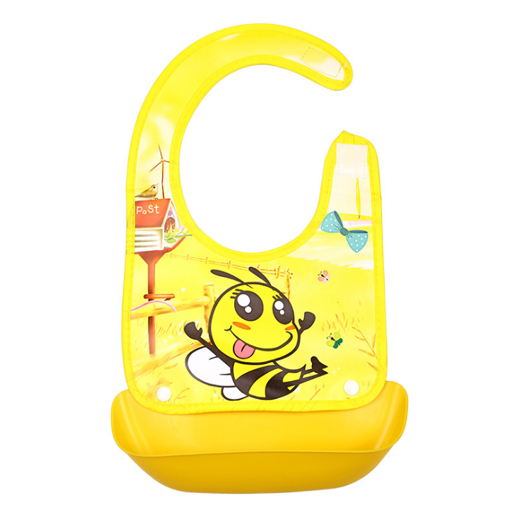 Cartoon baby PVC three-dimensional bib Increase baby bib Waterproof silicone children's dinner pocket - Minihomy