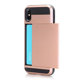 Slide Card Holder Protective PC + TPU Hybrid Back Phone Case