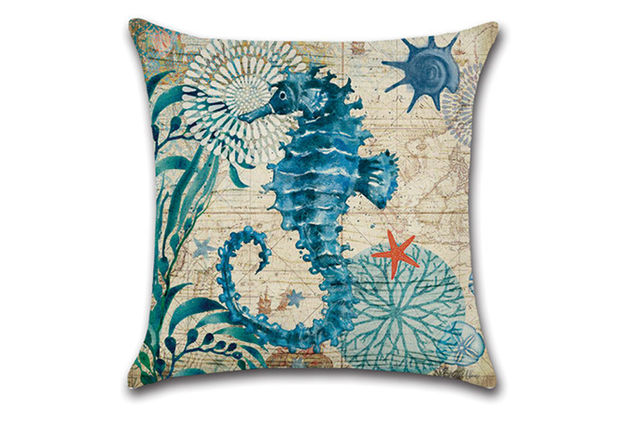 Marine life sea turtle seahorse whale octopus pillow - Minihomy