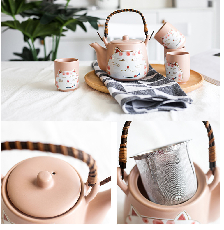 Creative Hand-painted Lucky Cat Ceramic Tea Set - Minihomy