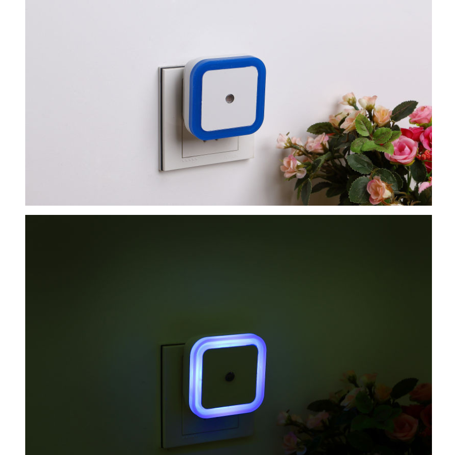 Intelligent LED sensor light Four square halo night light Creative gift plug-in energy-saving human body night light - Minihomy