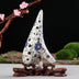 12-hole alto C-playing blue and white porcelain ocarina - Minihomy