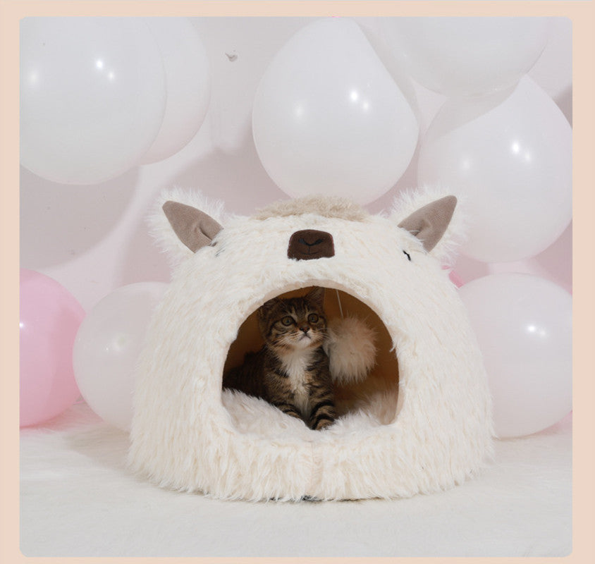 Alpaca Pet Bed Warm Plush Cat Dog Bed - Minihomy