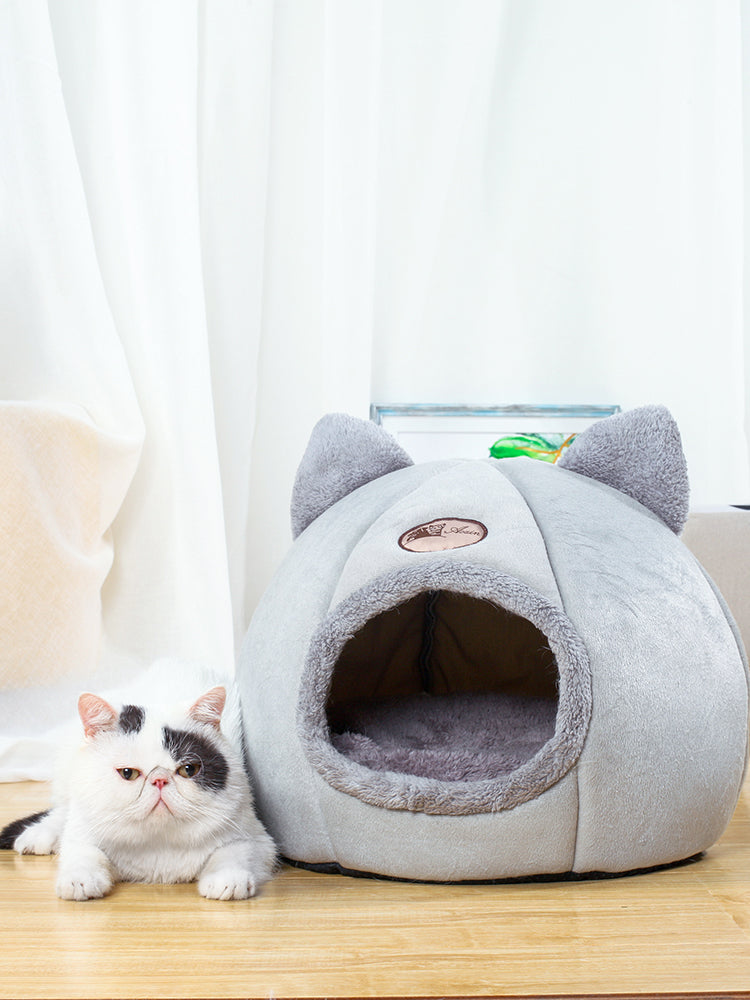 Original Cat Head Nest - Enclosed Cat Supplies Bed for Warm Sleeping - Minihomy