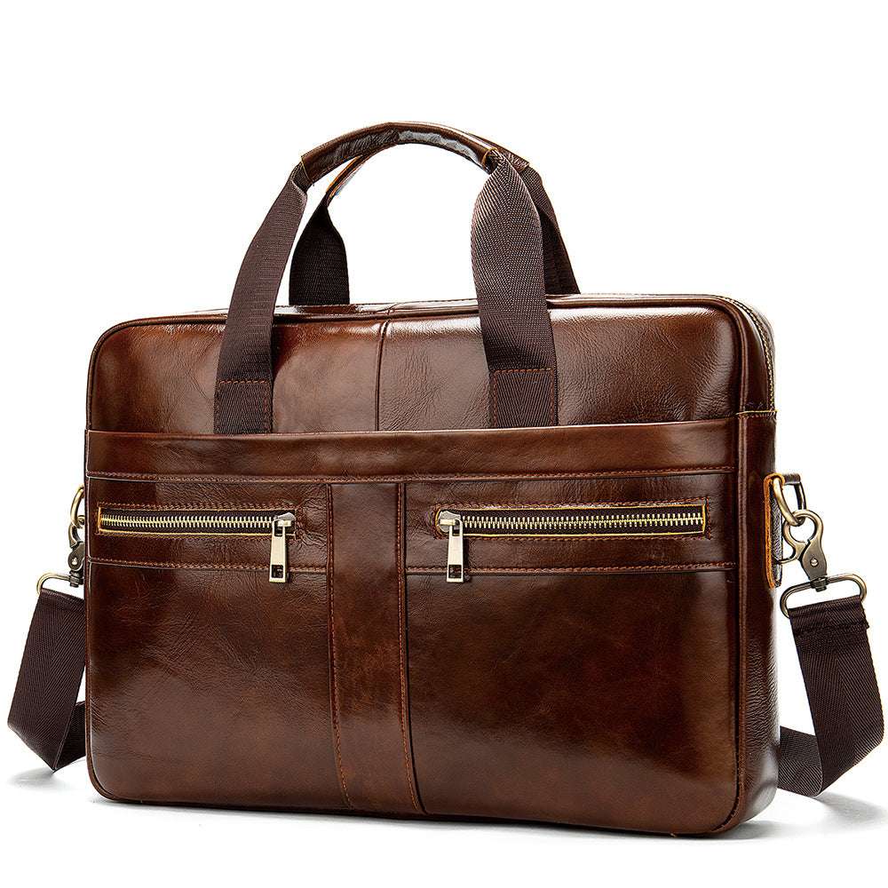 Business Leather Briefcase Men's Foreign Trade First Layer - Minihomy