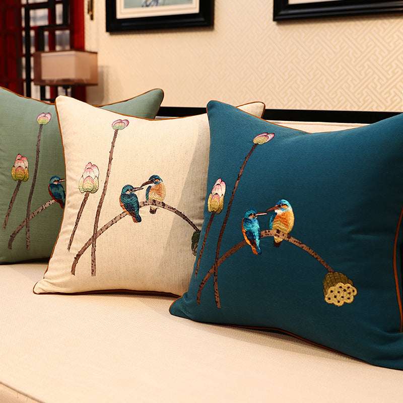 Chinese Embroidered Throw Pillow Sofa Cover Pillow Without Core - Minihomy