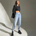 Irregular Belt High Waist Straight Distressed Light-colored Jeans - Minihomy