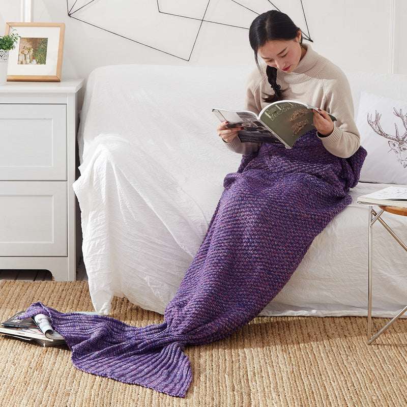 Mermaid Tail Blanket Knitted Crochet for Adult Childern Super Soft Sleeping Blankets - Minihomy