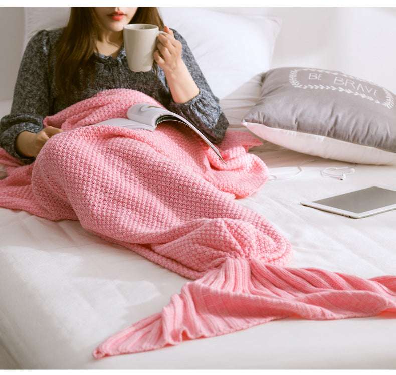 Mermaid Tail Blanket Knitted Crochet for Adult Childern Super Soft Sleeping Blankets - Minihomy