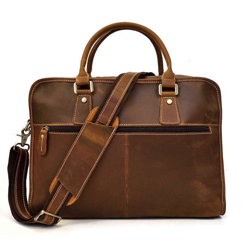 Men's Crazy Horse Leather Retro Commuter Business Bag - Minihomy