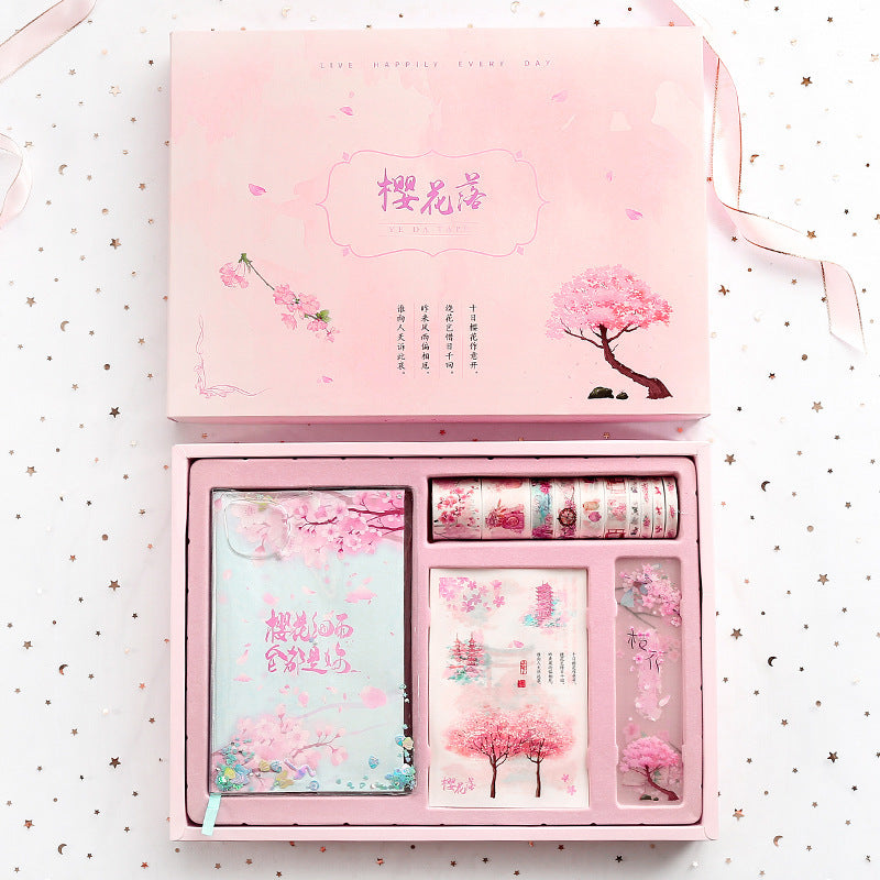 Cute Creative Cherry Blossom Hand Ledger Gift Box Set - Minihomy