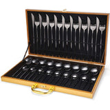 36-piece Stainless Steel Tableware Wooden Box Gift Box Set - Minihomy