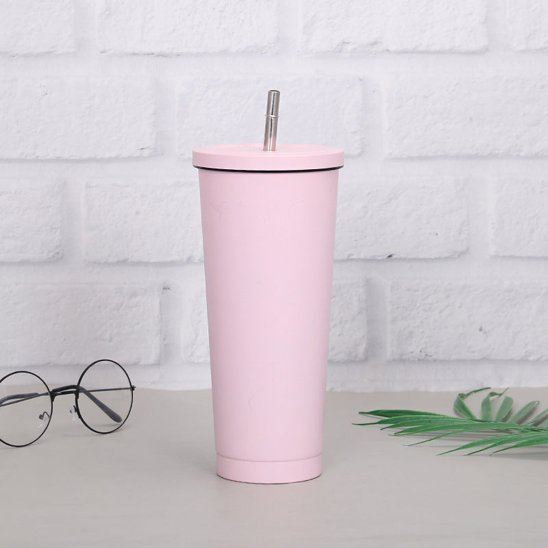 Creative Coffee Cup with Stainless Steel Straw Cup - Minihomy