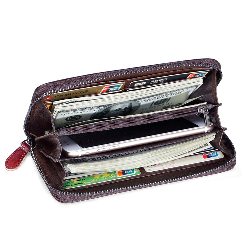 Long Handmade Leather Women's Wallet Multi-card Pocket Clutch - Minihomy