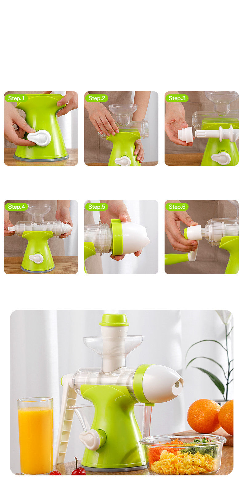 Manual Juicer, Small Household Juicer, Squeeze Lemon Orange Juice, Hand-Cranked Juice, Squeeze Deep-Fried Juice Artifact - Minihomy