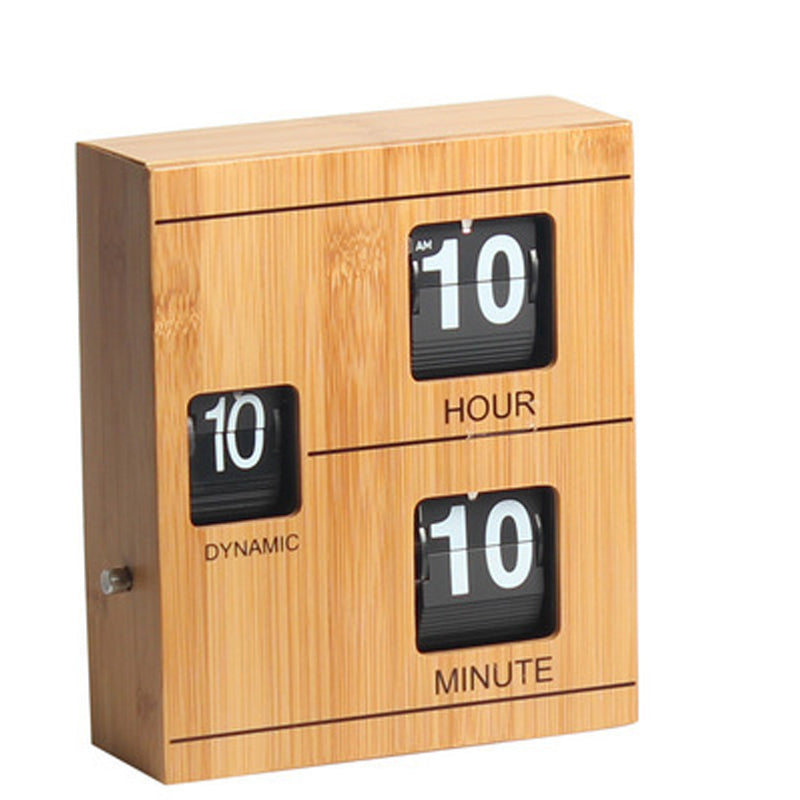 Creative Bamboo And Wood Book Page Turning Wooden Clock - Minihomy