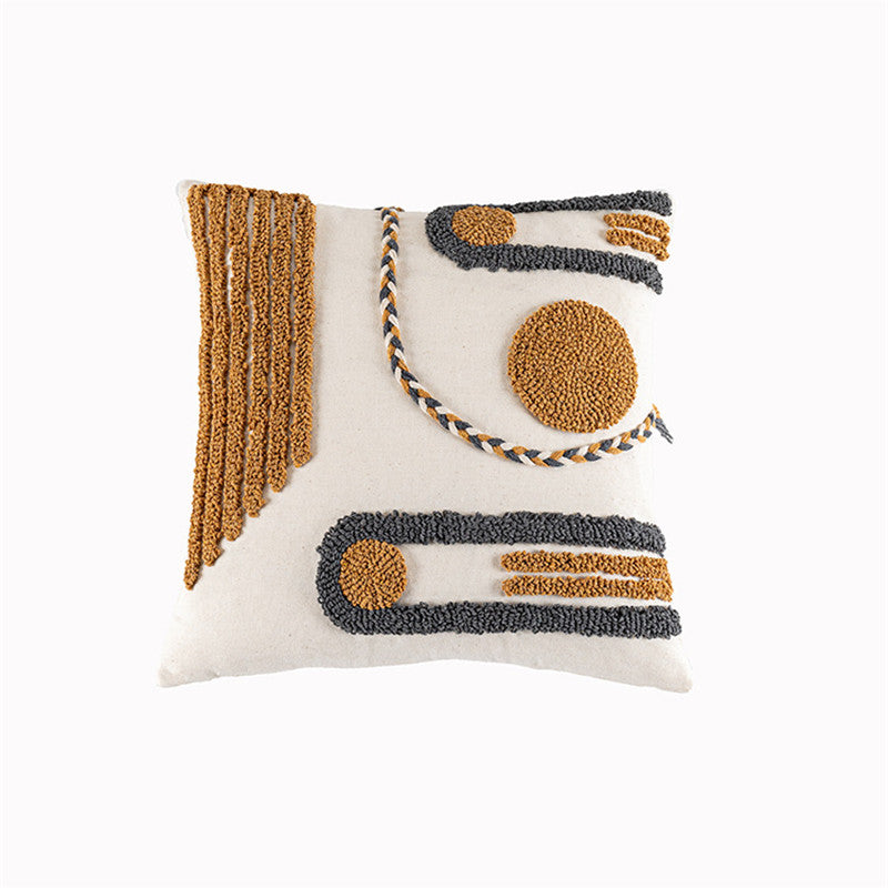 Indian Hand-tufted Cushion Cover Ethnic Style Braid Loop Velvet Throw Pillow - Minihomy