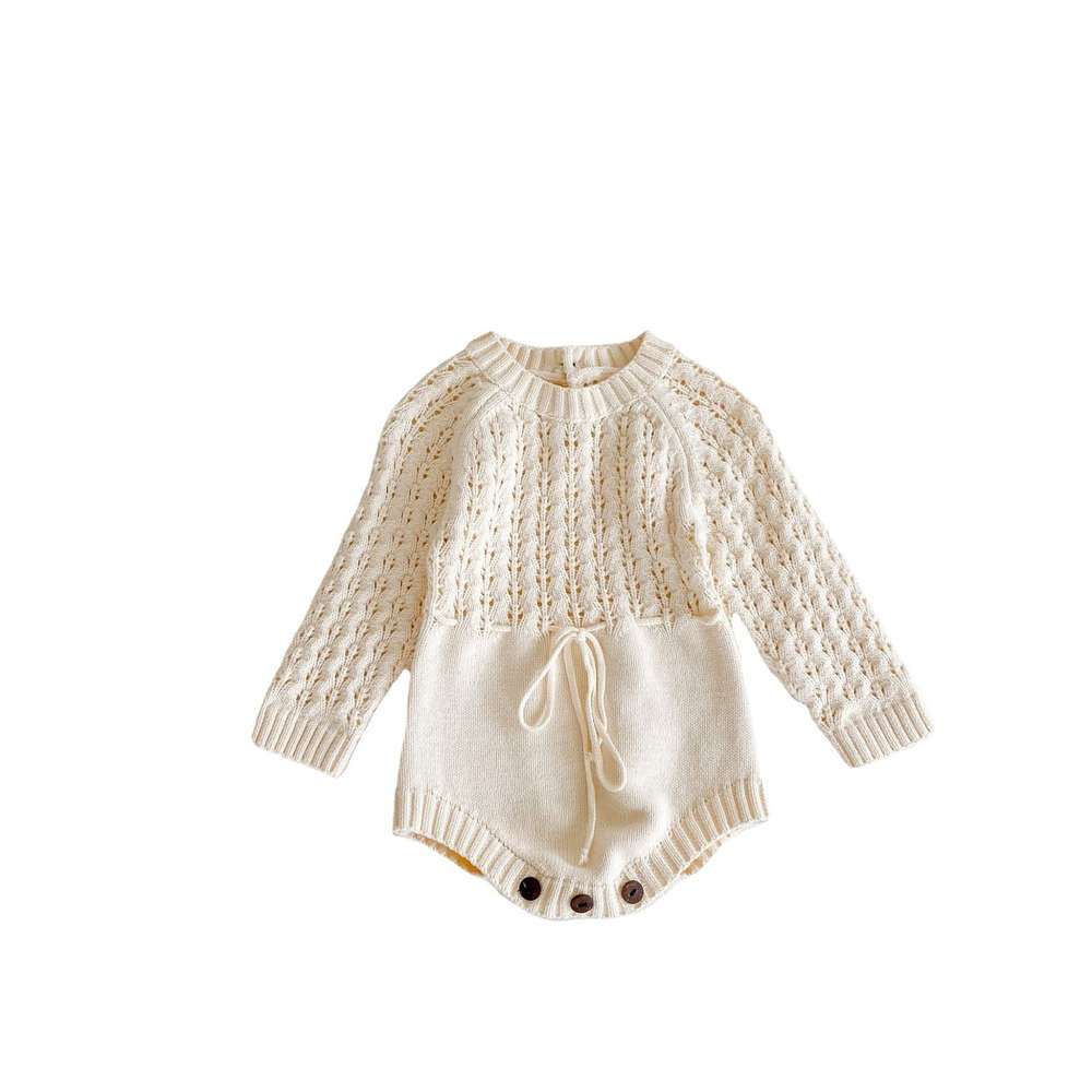 Girl Baby Knitted Hollow Waist Girdle Long Sleeves Harpy Dress Triangle - Minihomy