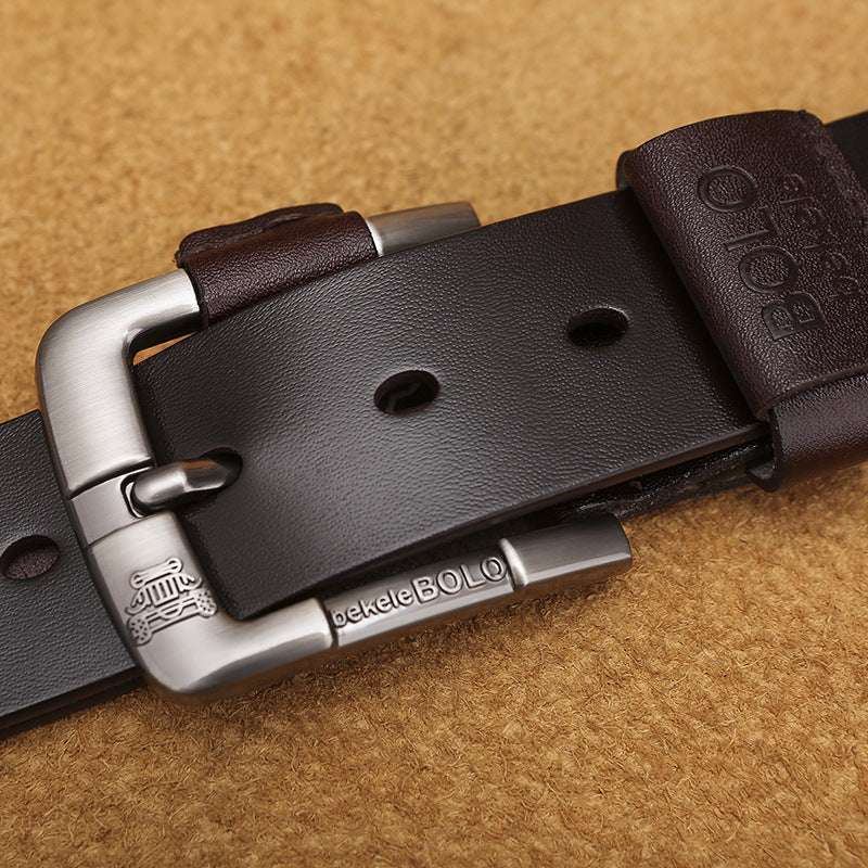 Men's Leather Belt with Cowhide Buckle - Stylish & Creative - Minihomy