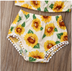 Girl Sunflower Print One-Shoulder Top Triangle Shorts Suit - Minihomy