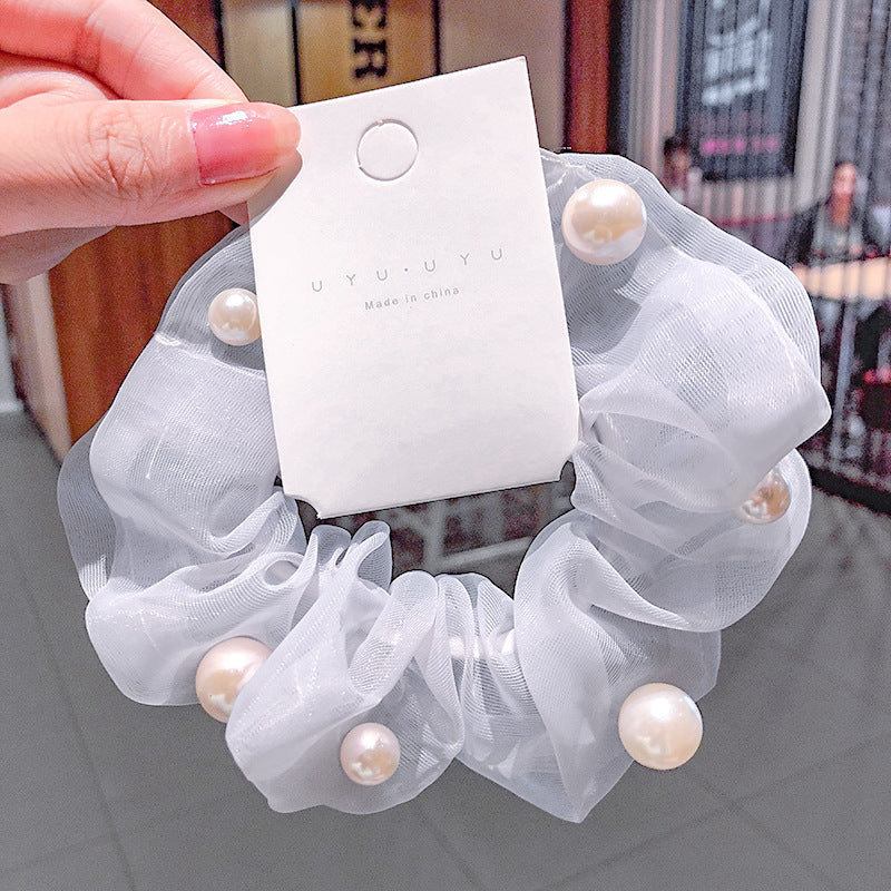 Mesh Pearl Large Intestine Hair Tie - Minihomy