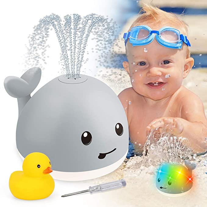 Baby Cute Cartoon Whale Floating Spraying Water Bath Toys With Light Music LED Light Baby Toys - Minihomy