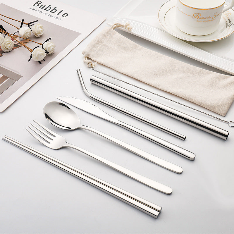 7-piece Set Of Creative Titanium-plated Environmentally Friendly Portable Tableware - Minihomy