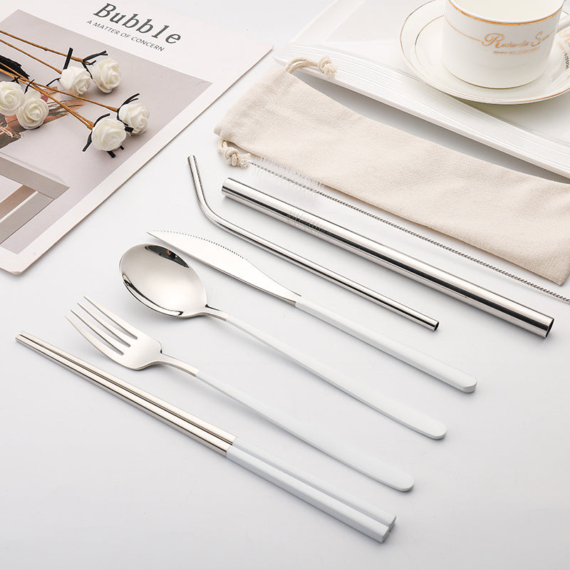 7-piece Set Of Creative Titanium-plated Environmentally Friendly Portable Tableware - Minihomy