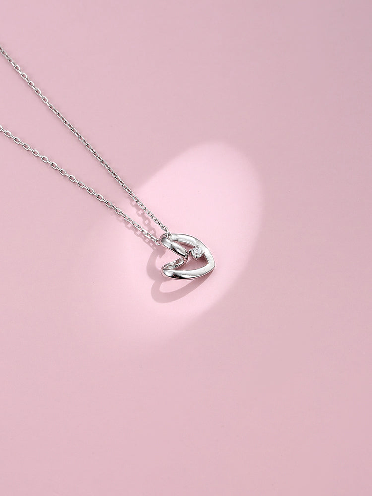 S925 Sterling Silver Platinum Plated Love Necklace Women