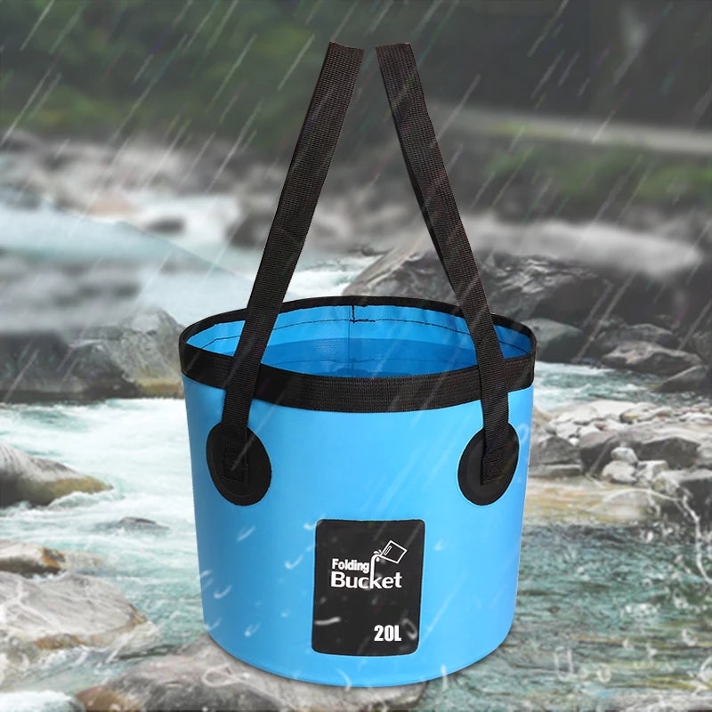 Portable Travel Bag Fishing Bucket Folding Bucket Bag Outdoor Convenient Travel Car Wash Bucket Outdoor Waterproof Bag - Minihomy