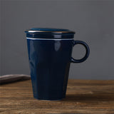 Ceramic Large Capacity Mug Custom Japanese Stoneware Office Cup Wooden Handle Gift Cup With Lid Tea Separation - Minihomy