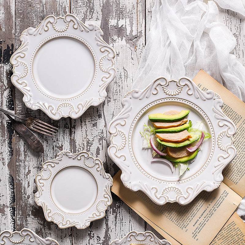 Retro Embossed Ceramic Tableware