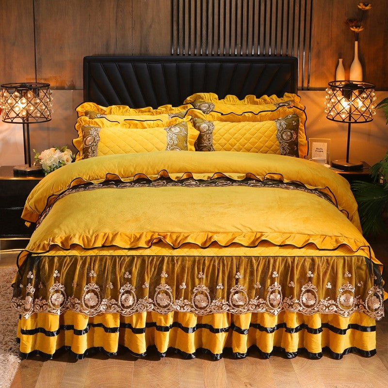 Lace Bedskirt Bedclothes Mattress Cover Bedspread Pillowcases Home Textiles - Minihomy