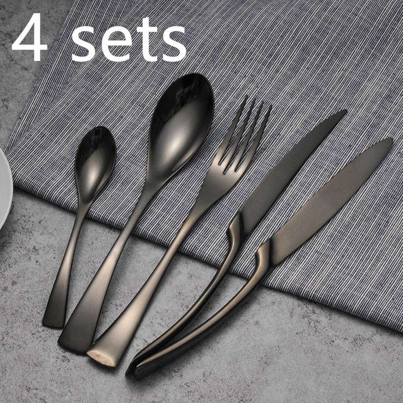 Cutlery Cutlery Stainless Steel Western Tableware Titanium Plated Black Gold - Minihomy