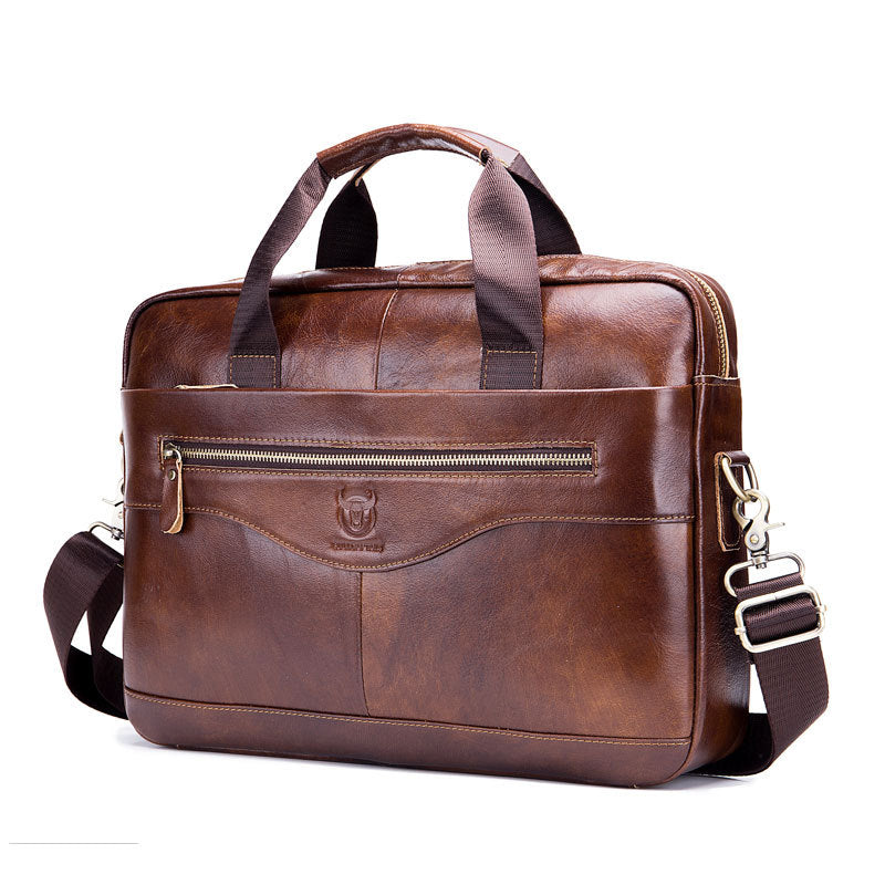 Leather Goods Laptop Computer Briefcase Men's Leather Shoulder Messenger Bag - Minihomy