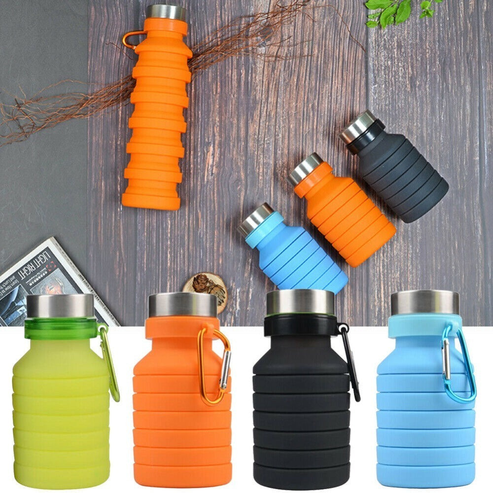 Folding Water Bottle Portable Retractable Silicone Coffee Bottle Outdoor Travel Drinking Sport Drink Kettle - Minihomy