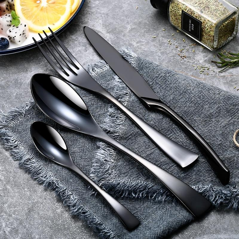 Cutlery Cutlery Stainless Steel Western Tableware Titanium Plated Black Gold - Minihomy