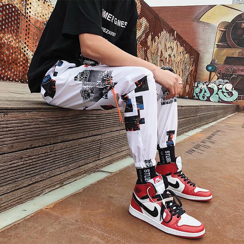 Cropped Pants For The Summer Men Loose Joggers Print Streetwear Harem Pants - Minihomy