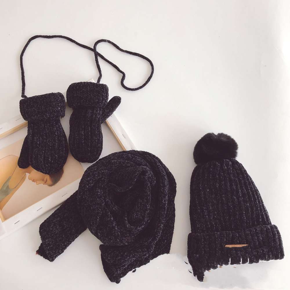 Children's Suit Knitted Hat Scarf Gloves Three-Piece Suit - Minihomy