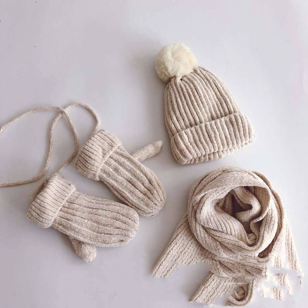 Children's Suit Knitted Hat Scarf Gloves Three-Piece Suit - Minihomy